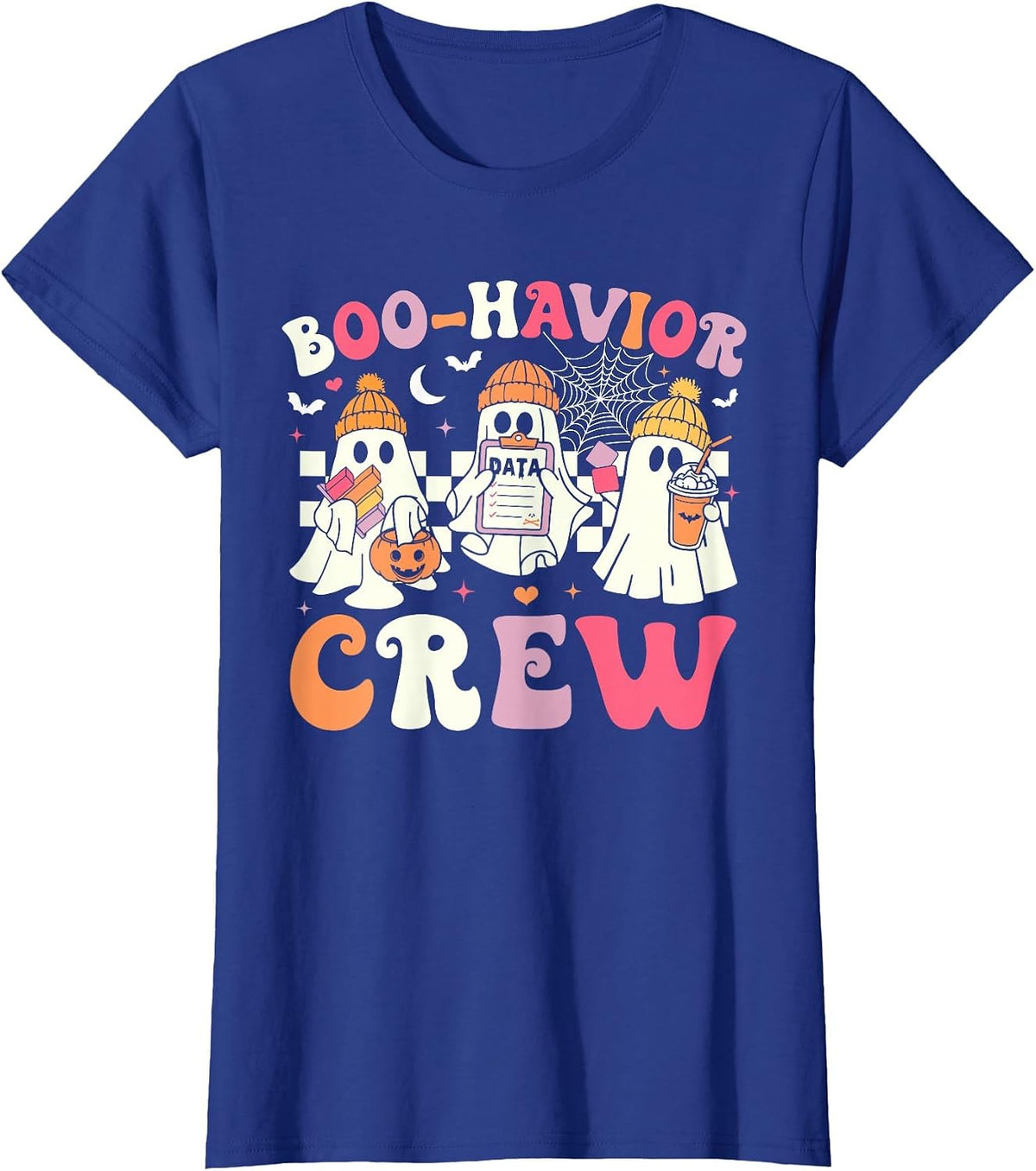 Retro Boo-Havior Crew Behavior Analyst Halloween ABA RBT T-Shirt - Royal Blue
