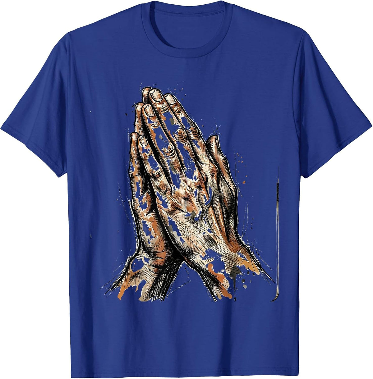 Art Teacher Paint-Covered Hands Prayer Graphic T-Shirt - Royal Blue