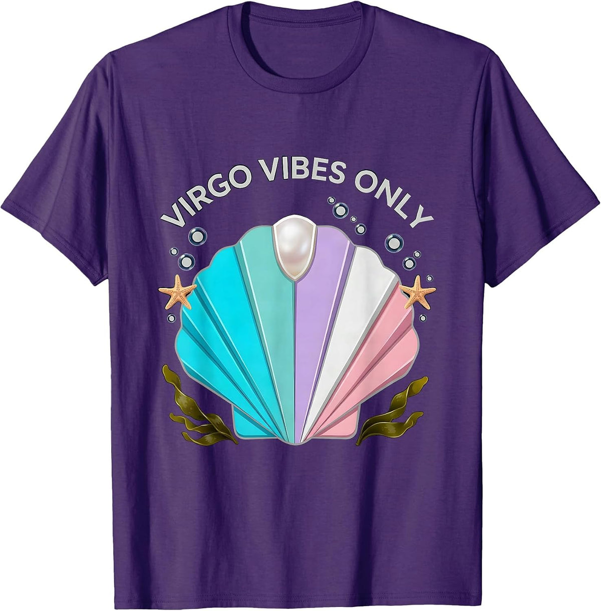 Virgo Vibes Only Zodiac Astrology Design T-Shirt, Men, Purple, Large - As Pictured