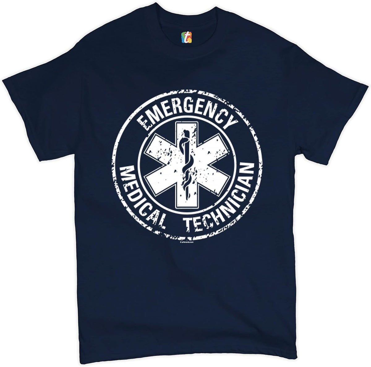 Emergency Medical Technician T-Shirt EMT Distressed Star of Life Men's Tee - Navy Blue