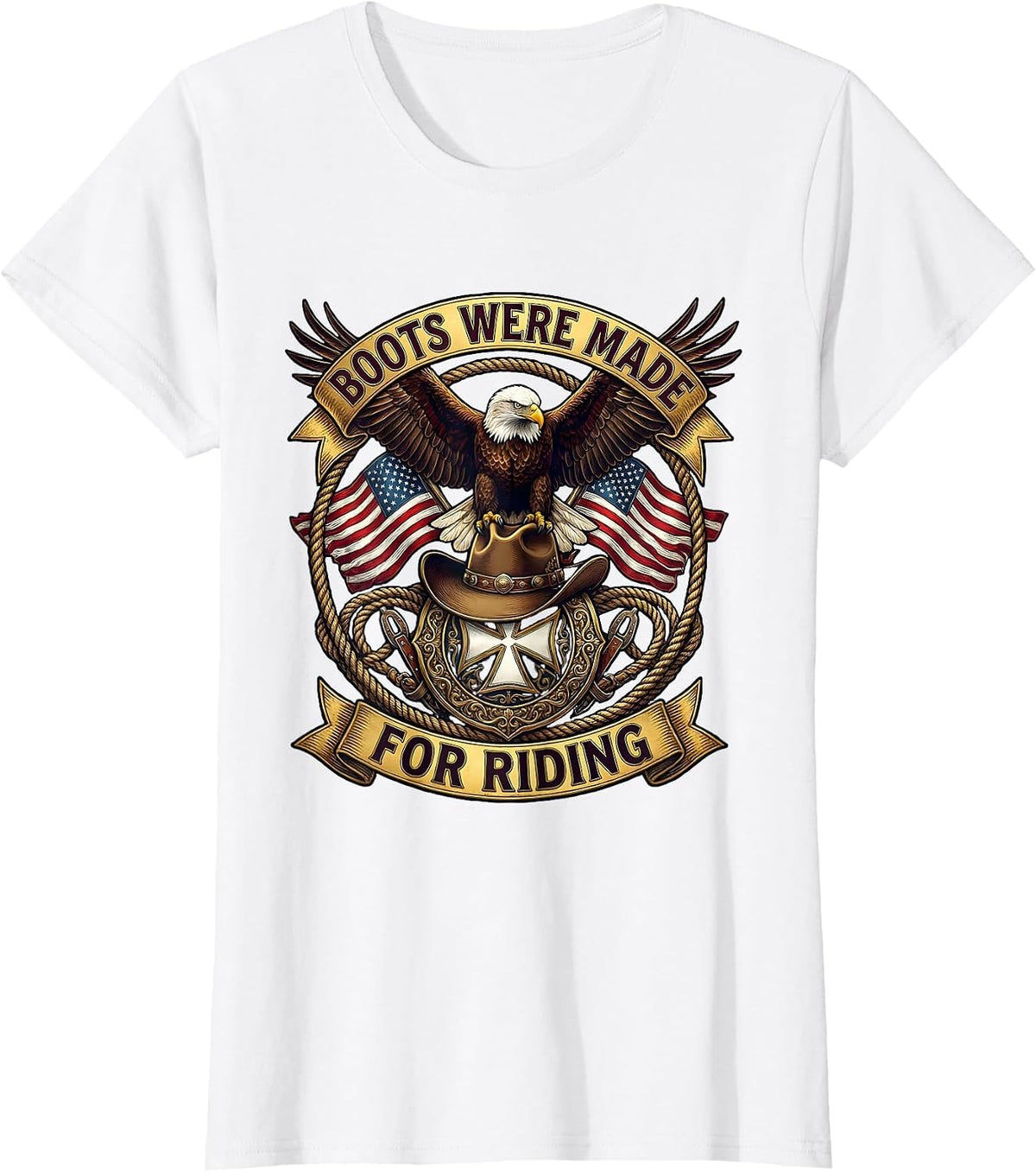 Boots Were Made For Riding Cowgirl Design T-Shirt - White