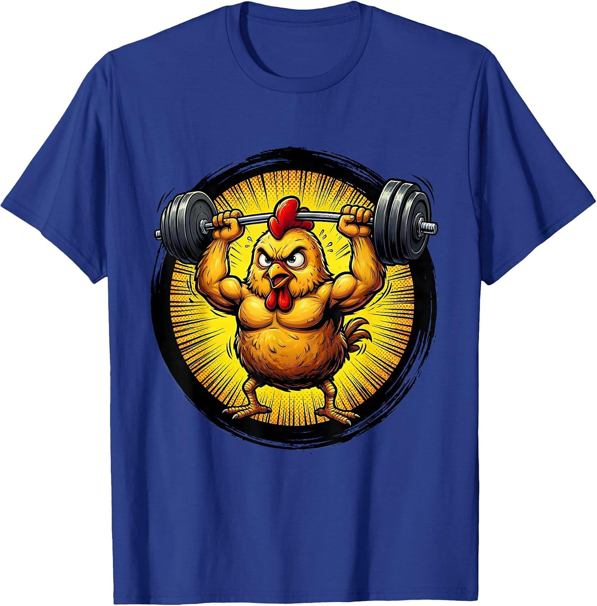 Chicken Nugget Lifting Weights Funny Gym Art T-Shirt - Royal Blue