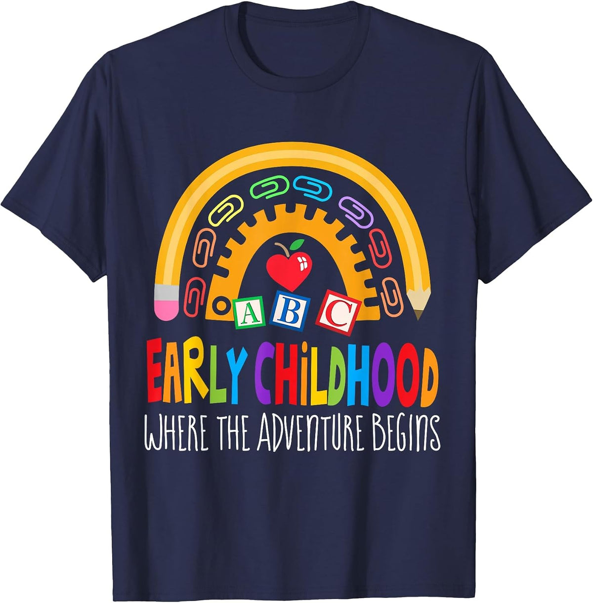 Teacher Early Childhood Education Preschool Head Start Crew T-Shirt - Navy Blue