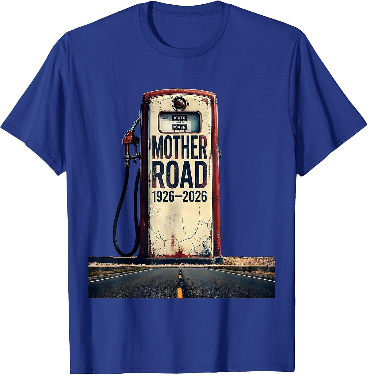 Mother Road · 1926–2026 Distressed Road Trip Keepsake T-Shirt - Royal Blue