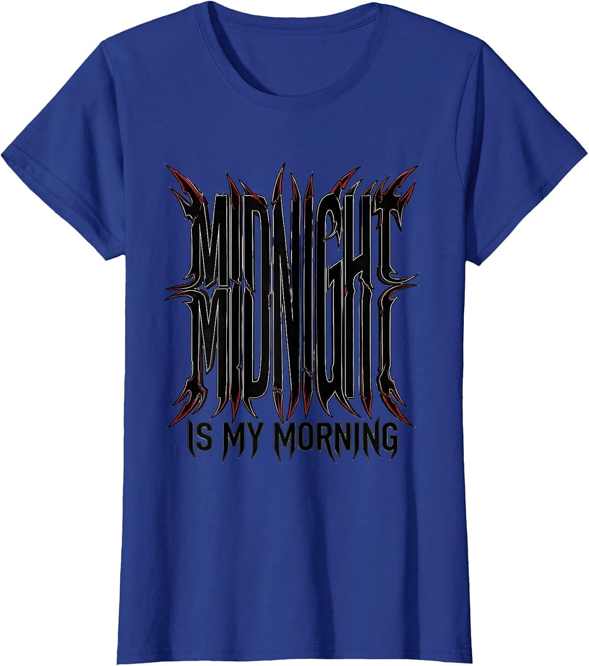 Women's Midnight Is My Morning Gothic Night Owl Design T-Shirt - Royal Blue