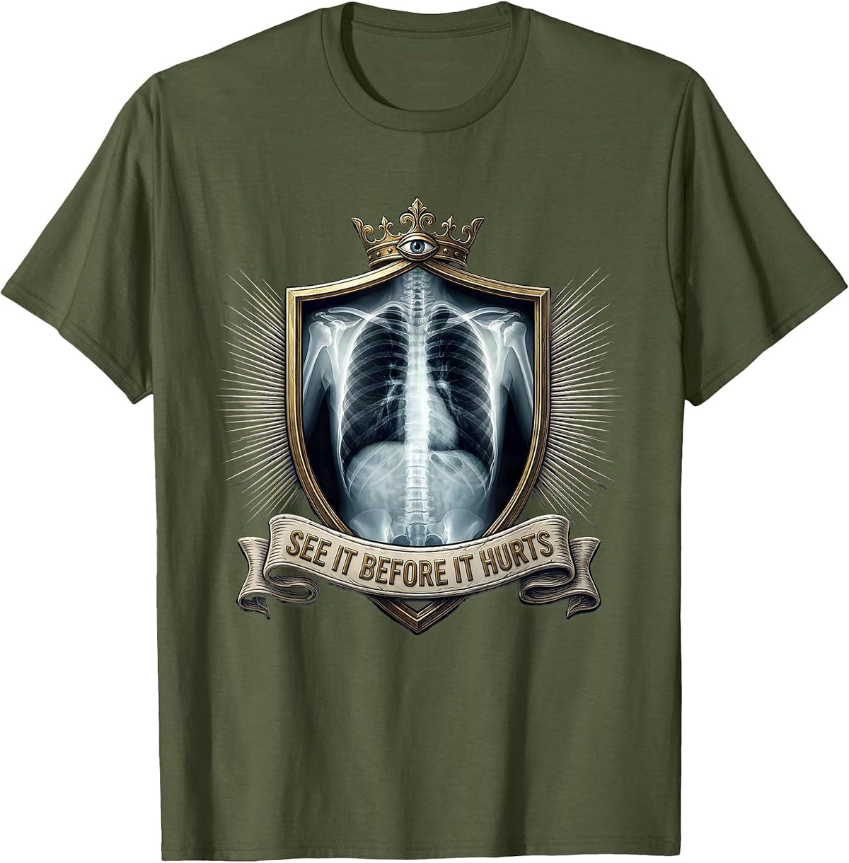 Men's See It Before It Hurts Radiology Design T-Shirt - Olive Green