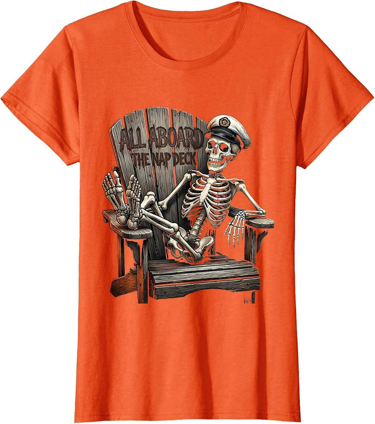 All Aboard The Nap Deck Funny Cruise Design T-Shirt - Orange