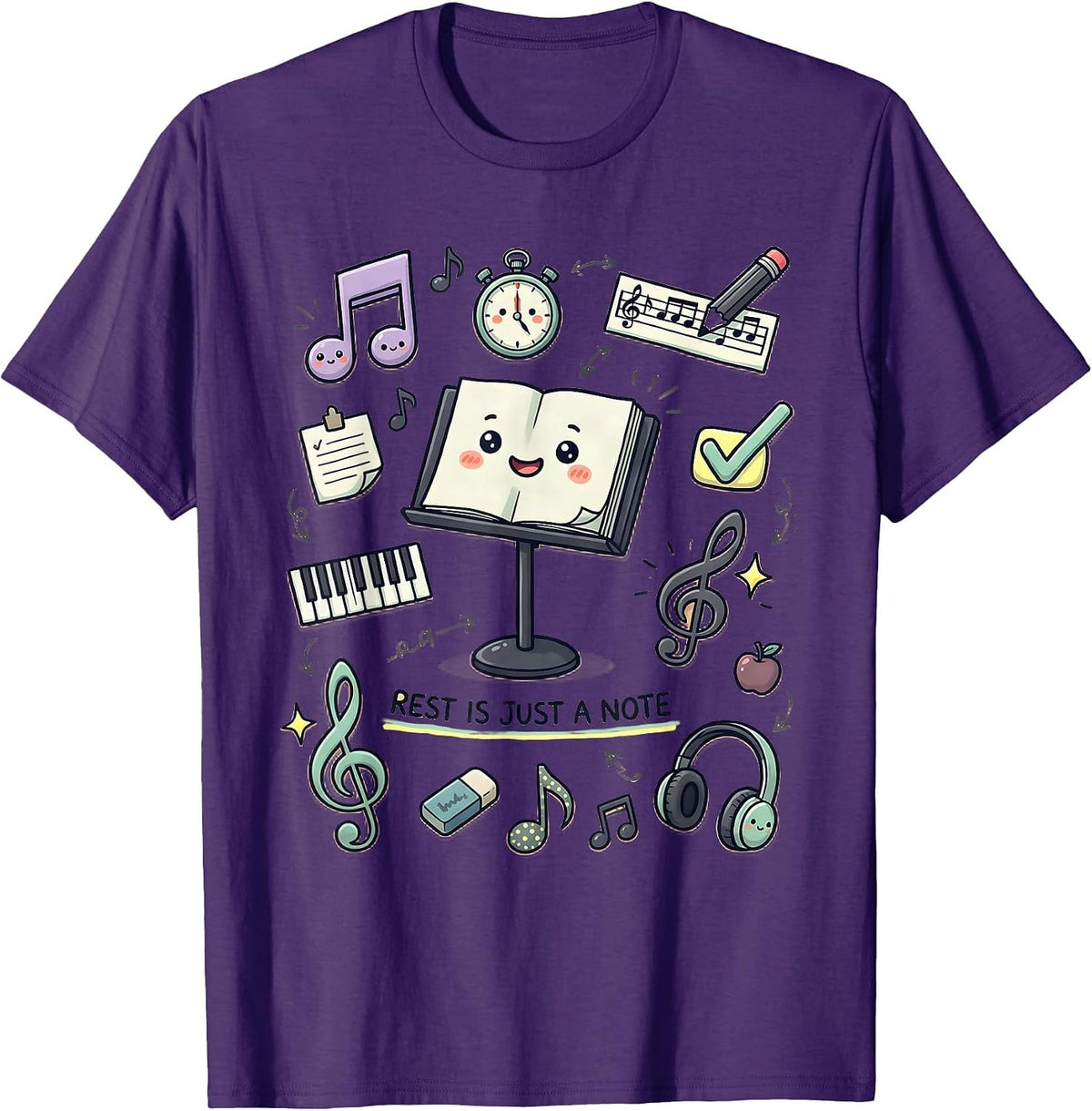 Rest Is Just a Note Music Teacher Design T-Shirt - Purple