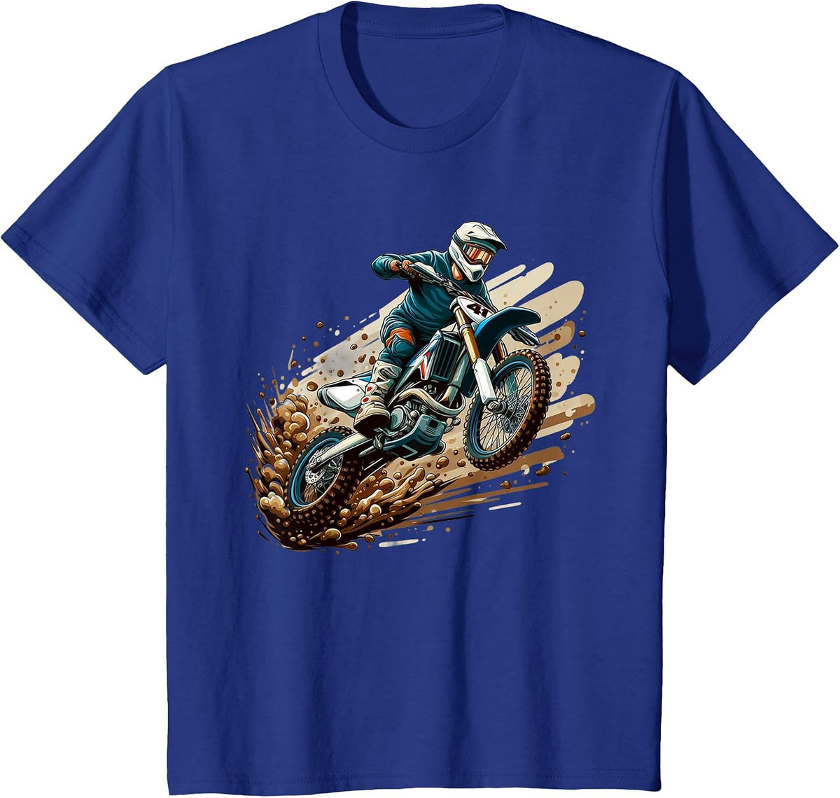 Motocross Enduro Supermoto Bike Dirt Biker Kids Boys T-Shirt - Royal Blue