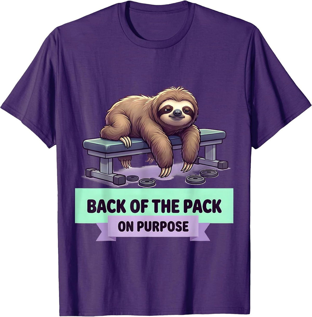 Men's Back Of The Pack On Purpose Cute Kawaii Sloth Lover Humor T-Shirt - Purple