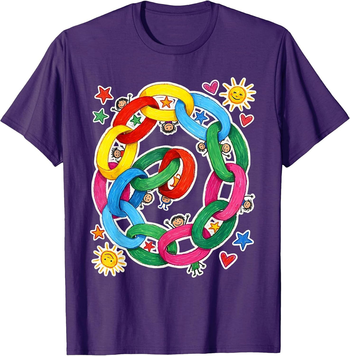 Men's Kindergarten Teacher Infinite Paper Chain Art T-Shirt - Purple