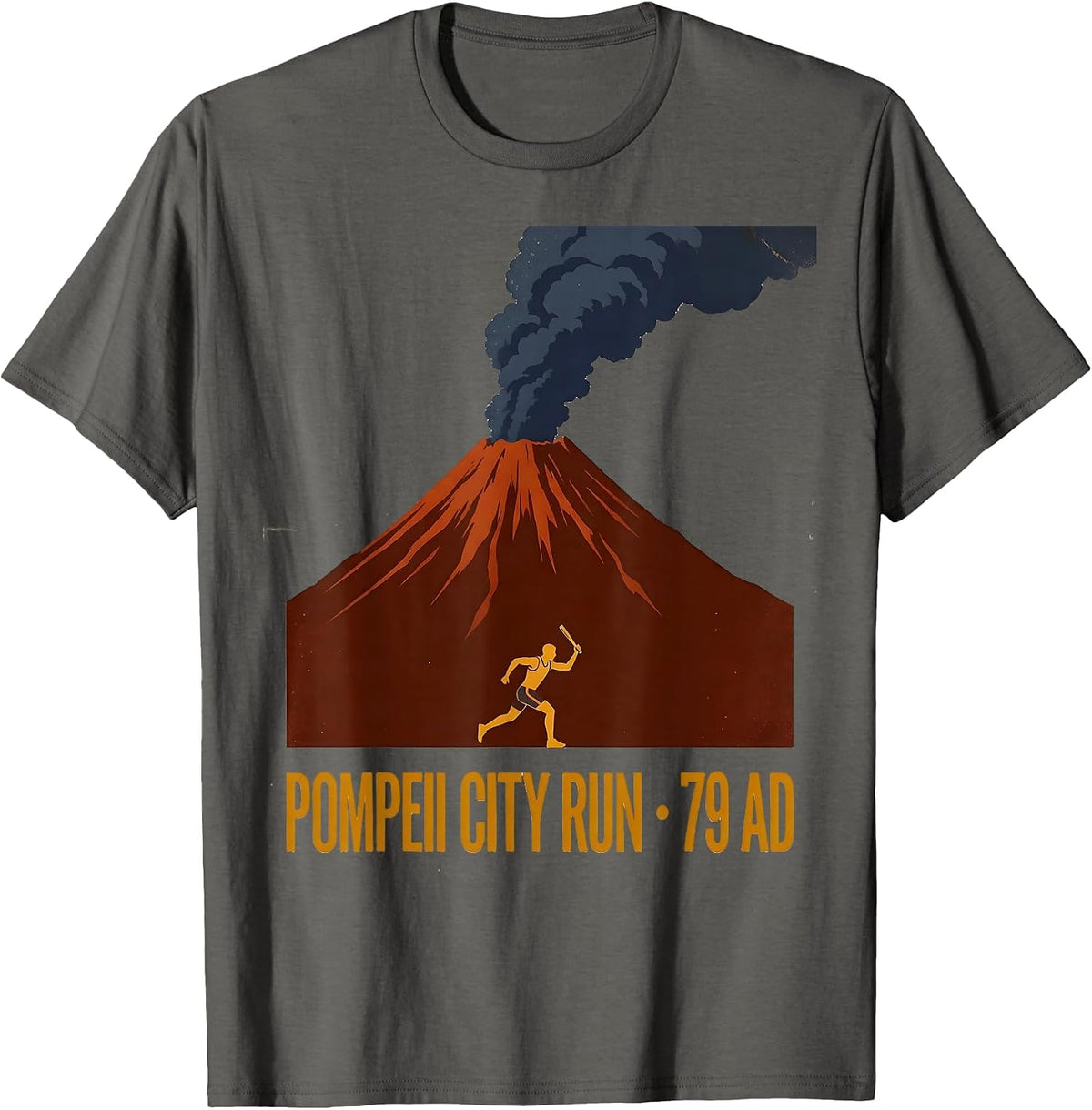 Pompeii City Run 79 AD Vintage Funny History Buff Geography T-Shirt - Asphalt Grey