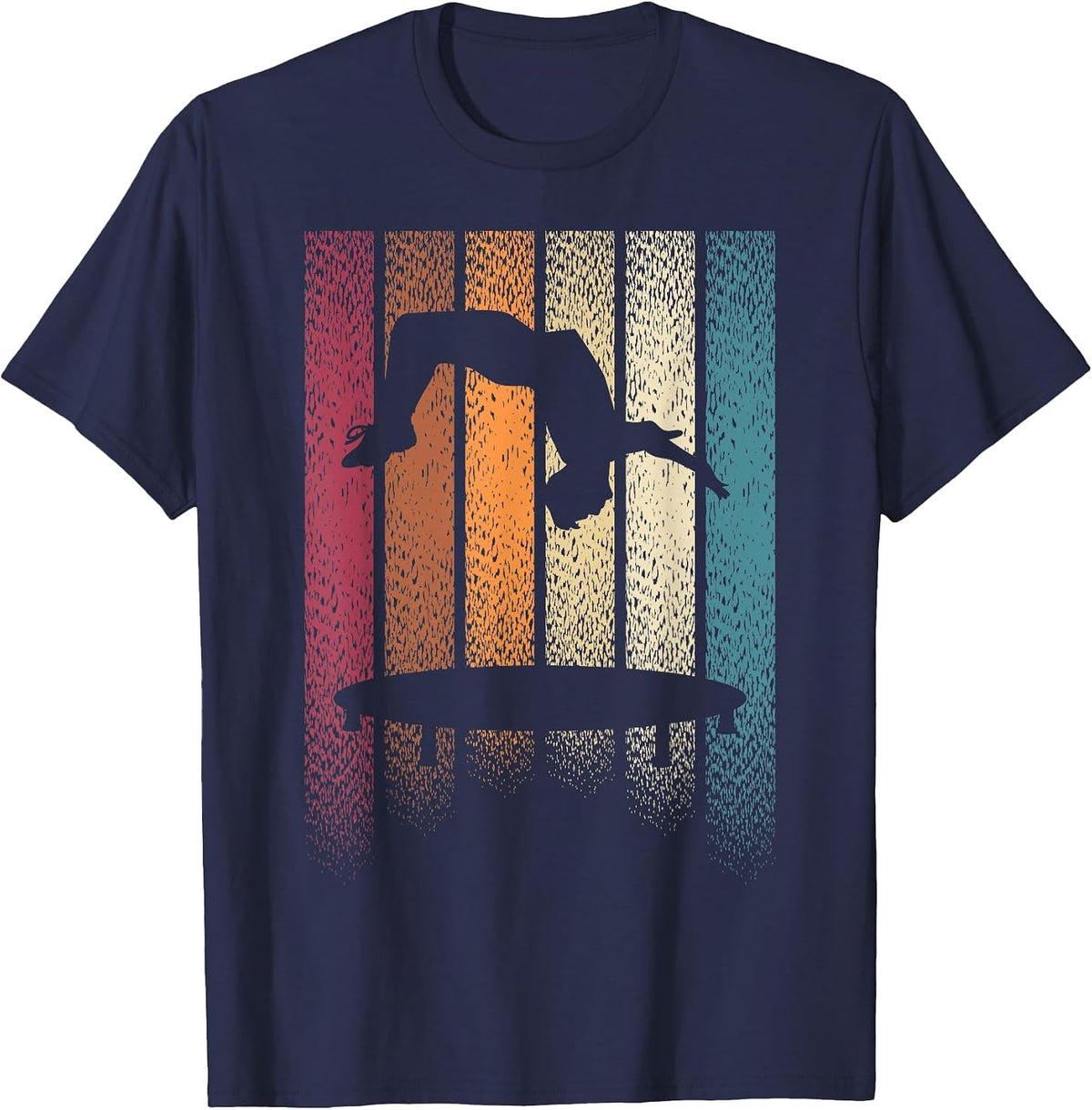 Backflip Trampoline Jumping Jumper Tumbling Retro T-Shirt - Navy Blue