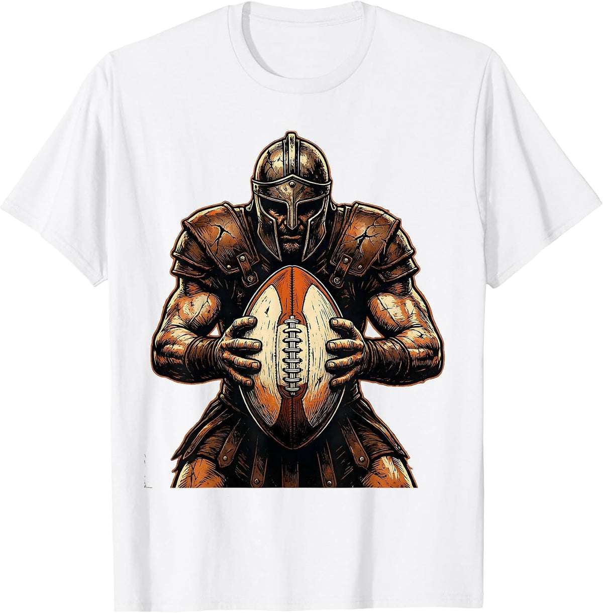 Men's Rugby Warrior Shield Graphic Design T-Shirt - White