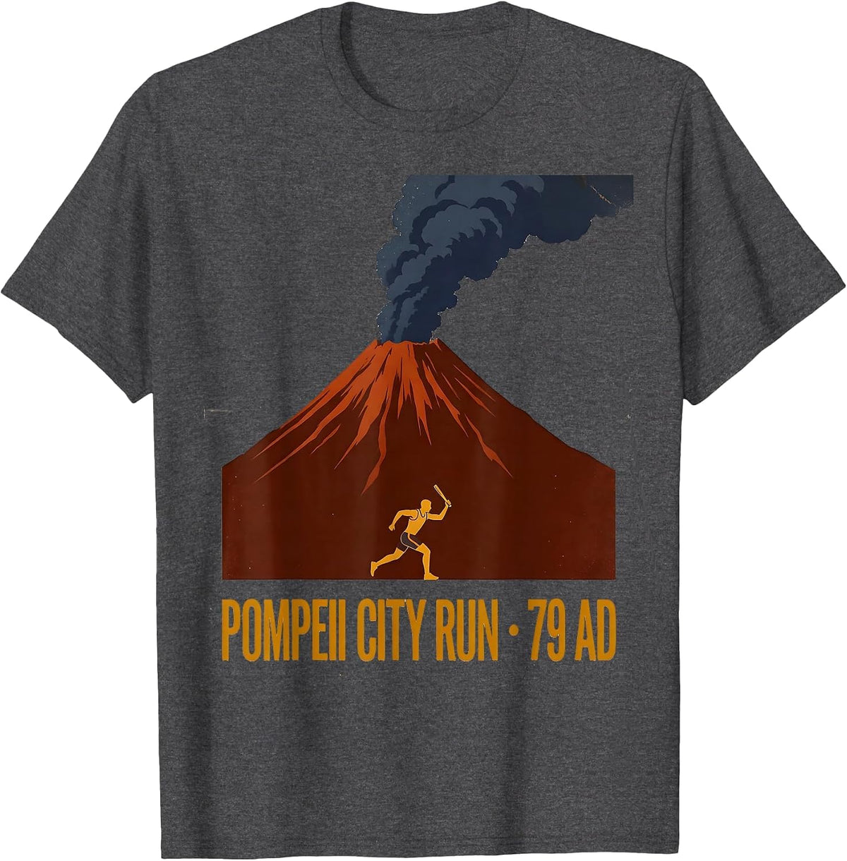 Pompeii City Run 79 AD Vintage Funny History Buff Geography T-Shirt - Dark Heather Grey