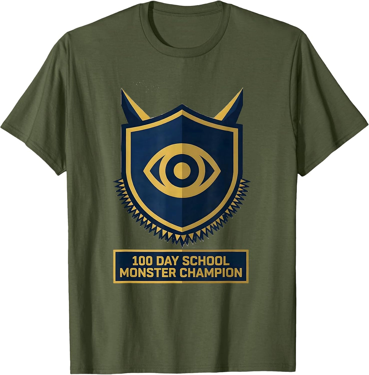 Men's 100 Day School Monster Champion Cute 100th Day Kids T-Shirt - Olive Green