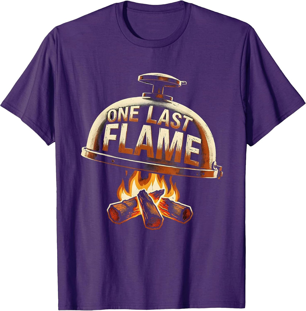 One Last Flame Stencil BBQ Grill Dad Last Cookout Humor T-Shirt - Purple