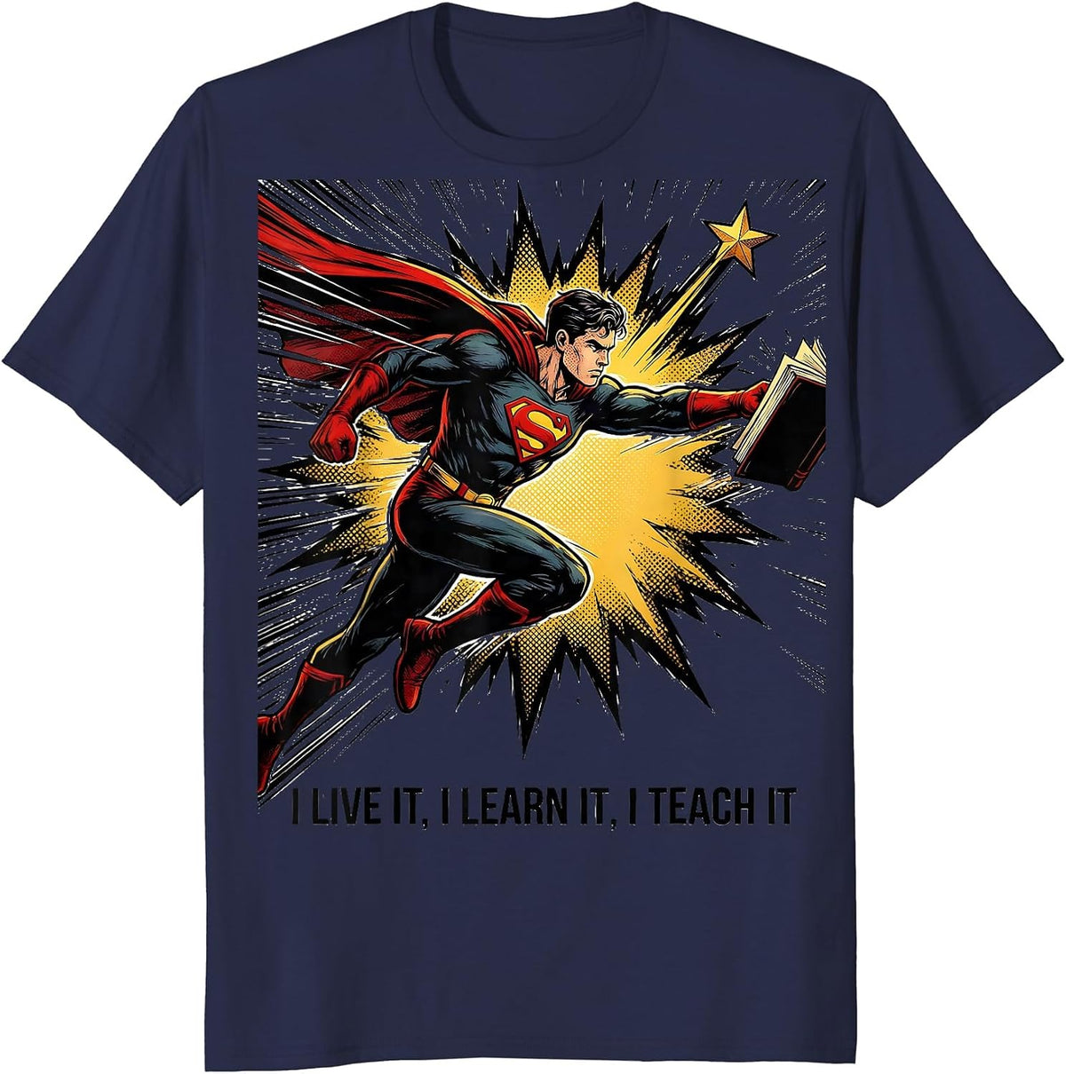 Men's I Live It I Learn It I Teach It Comic Book Black History T-Shirt - Navy Blue