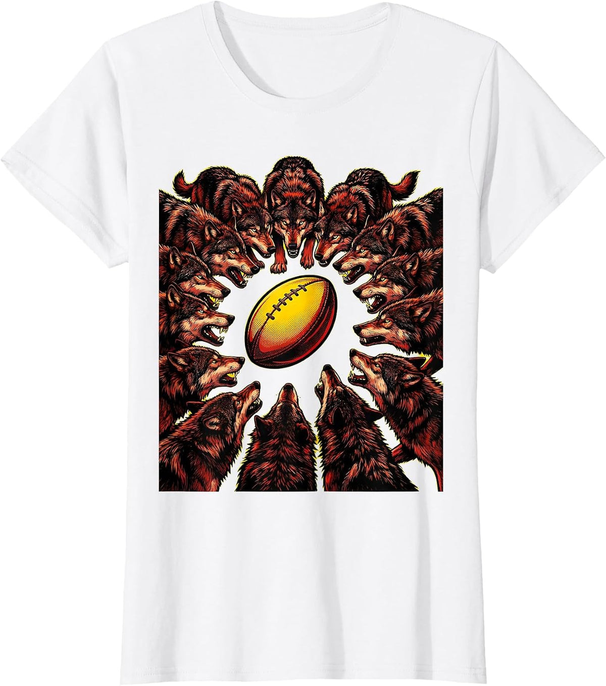 Women's Wolf Pack Rugby Illustration T-Shirt - White