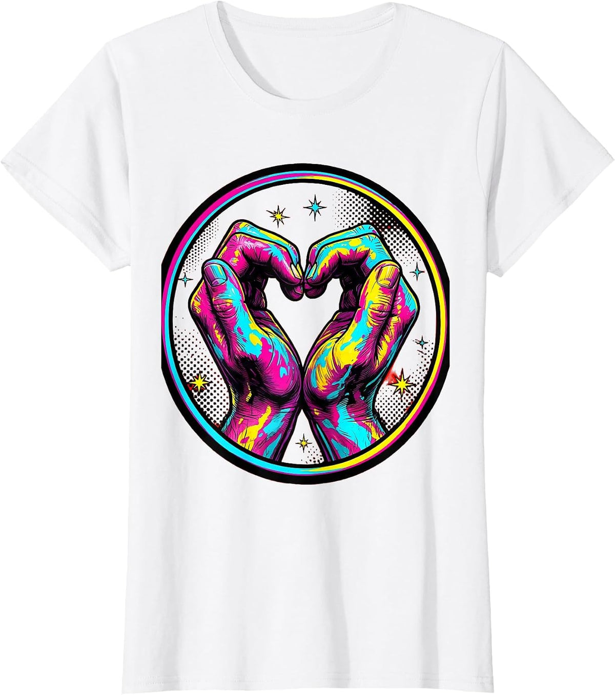 Art Teacher Paint Hands Heart Graphic T-Shirt - White