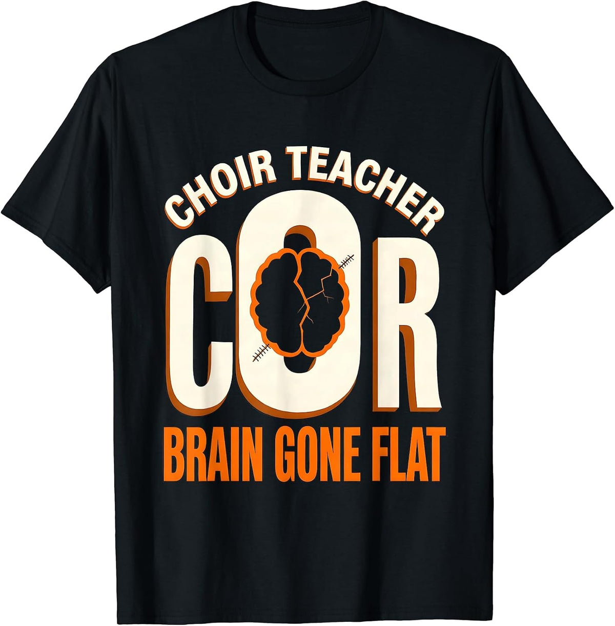 Men's Choir Teacher Brain Gone Flat Funny Zombie Halloween Teacher T-Shirt - Black