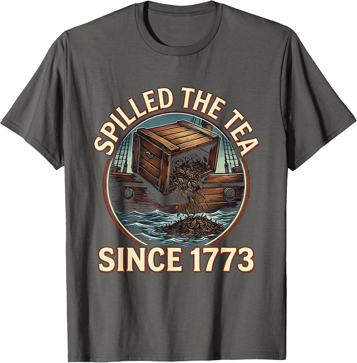 Men's Spilled The Tea Since 1773 Funny History Teacher US History T-Shirt - Asphalt Grey