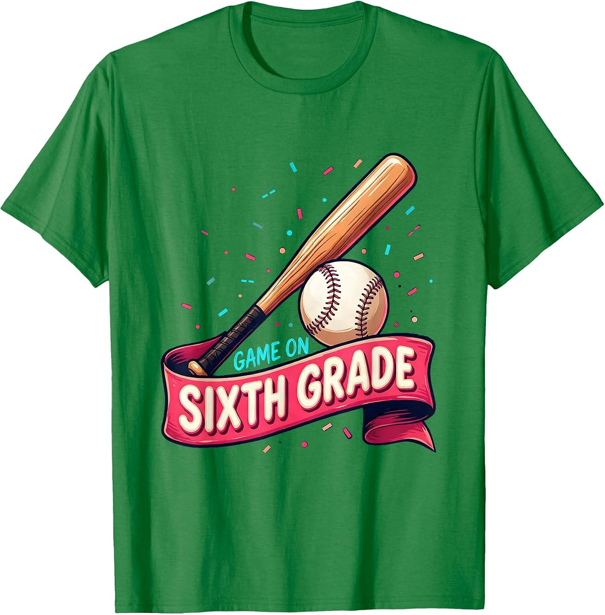 Men's Game On Sixth Grade Sign Painter Showcard Back To School T-Shirt - Kelly Green