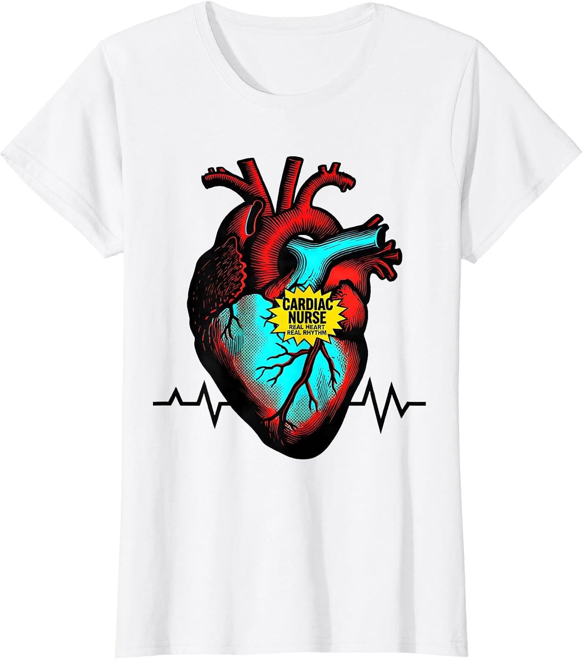 Cardiac Nurse. Real Heart, Real Rhythm Medical T-Shirt - White
