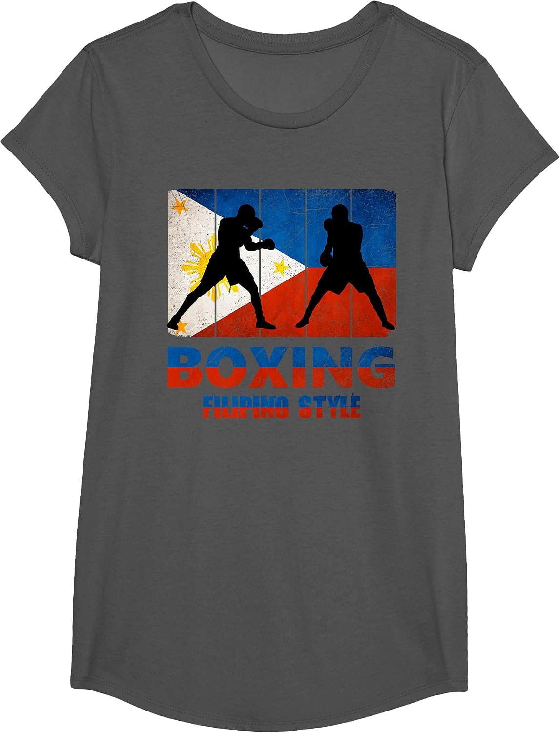 Philippine Vintage Style Boxing Great Filipino Boxer T-Shirt - Girls Asphalt Grey