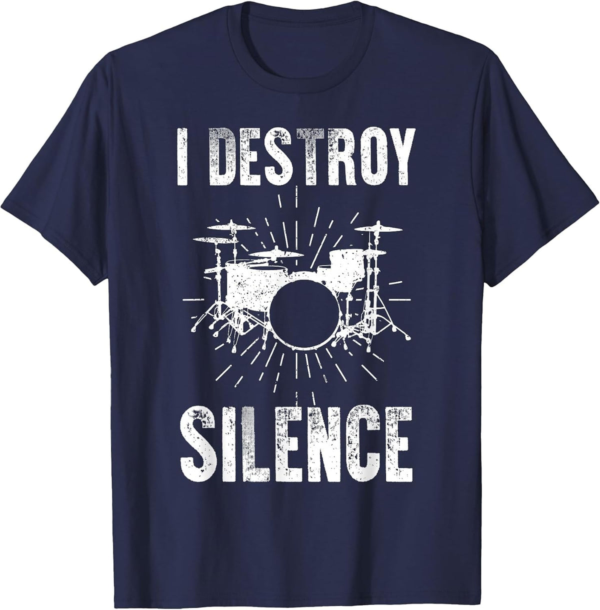 Funny Drummer Art for Men Women Drumming Musician Drum Set T-Shirt - Navy Blue