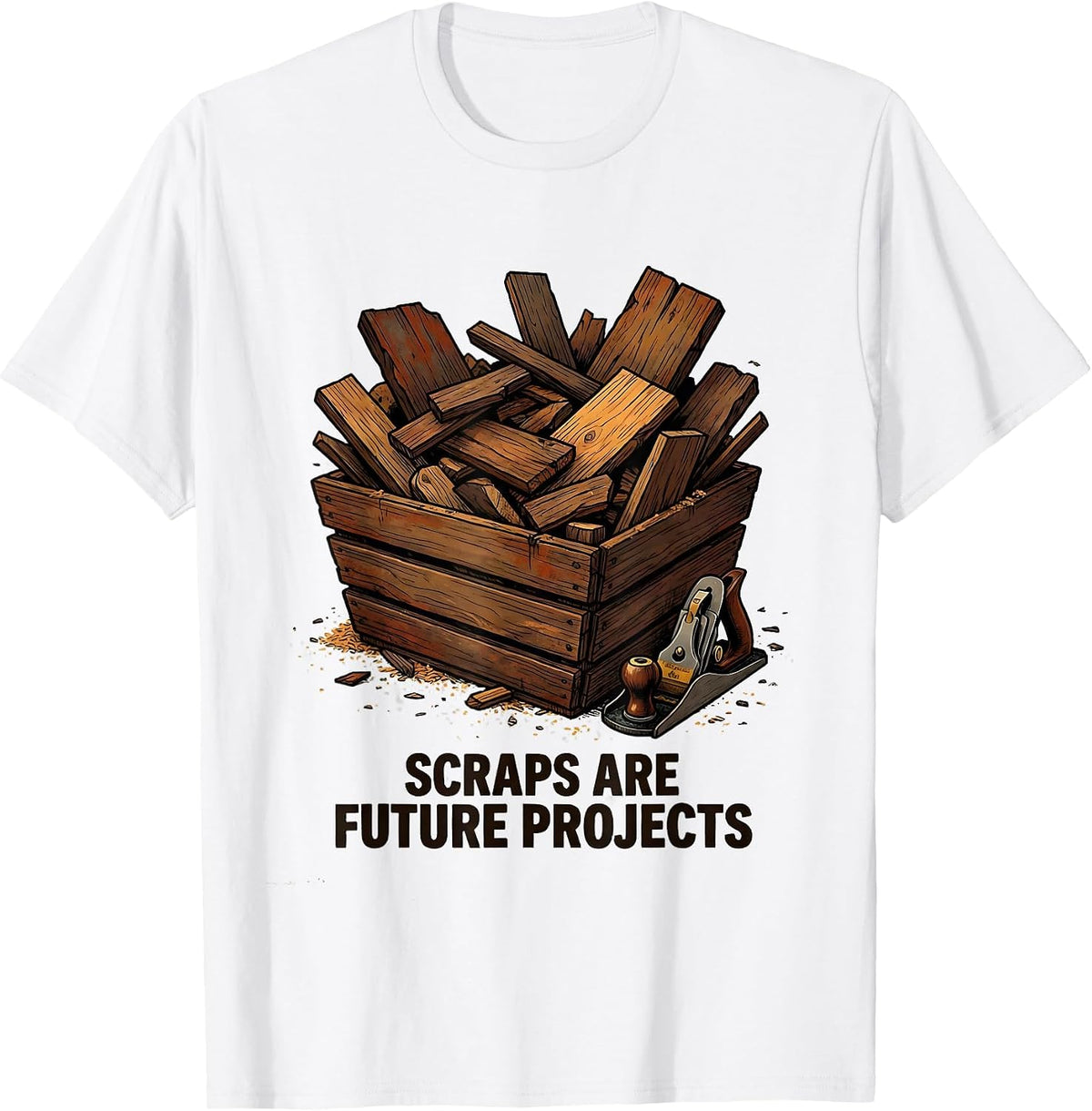 Men's Scraps Are Future Projects Distressed Woodworker Carpenter T-Shirt - White