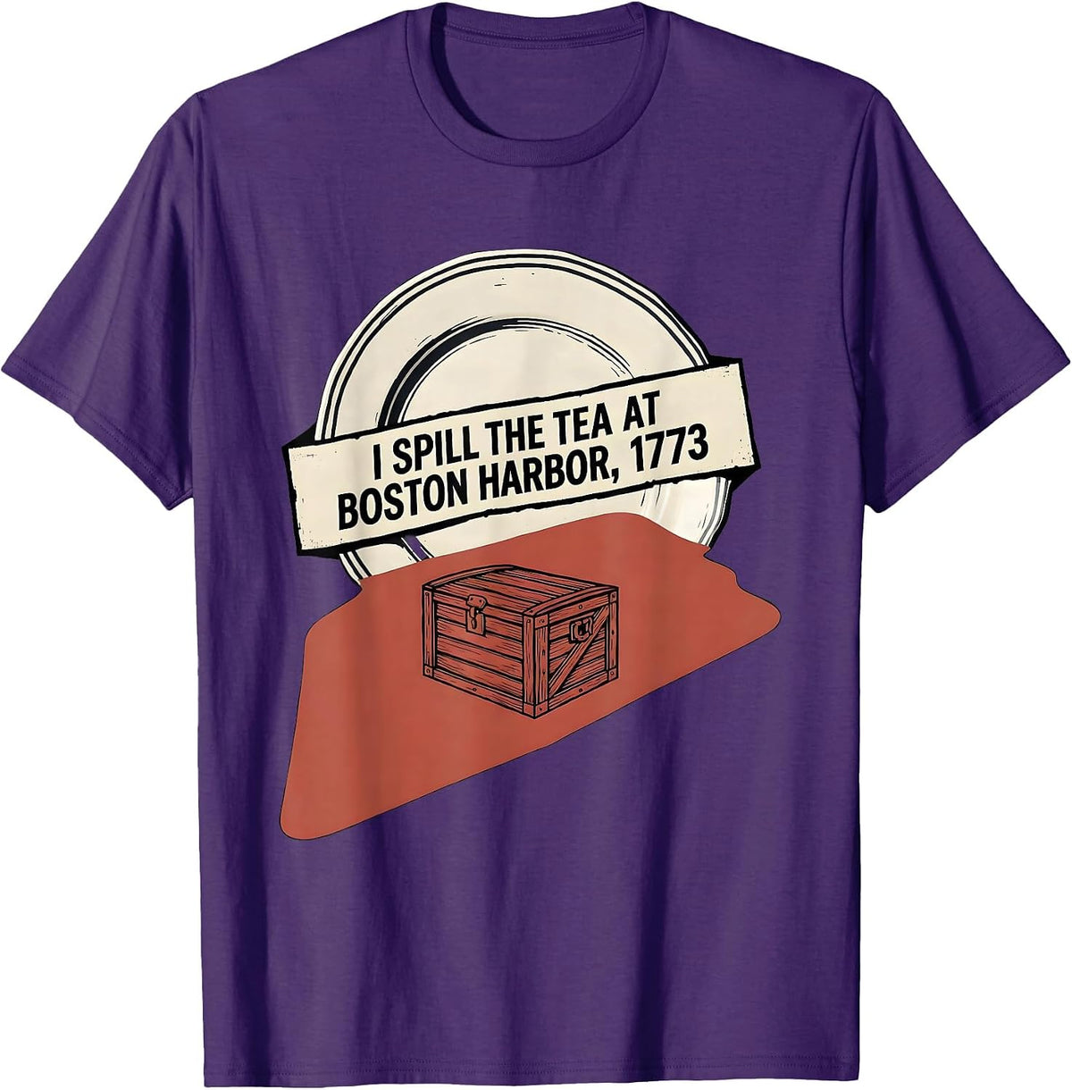 I Spill The Tea At Boston Harbor, 1773 Funny History Teacher T-Shirt - Purple