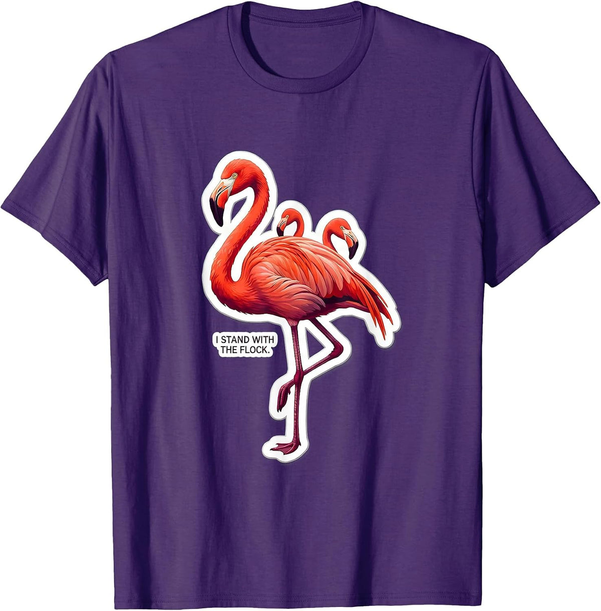 I Stand With The Flock Funny Flamingo Bird Lover Humor T-Shirt - Purple