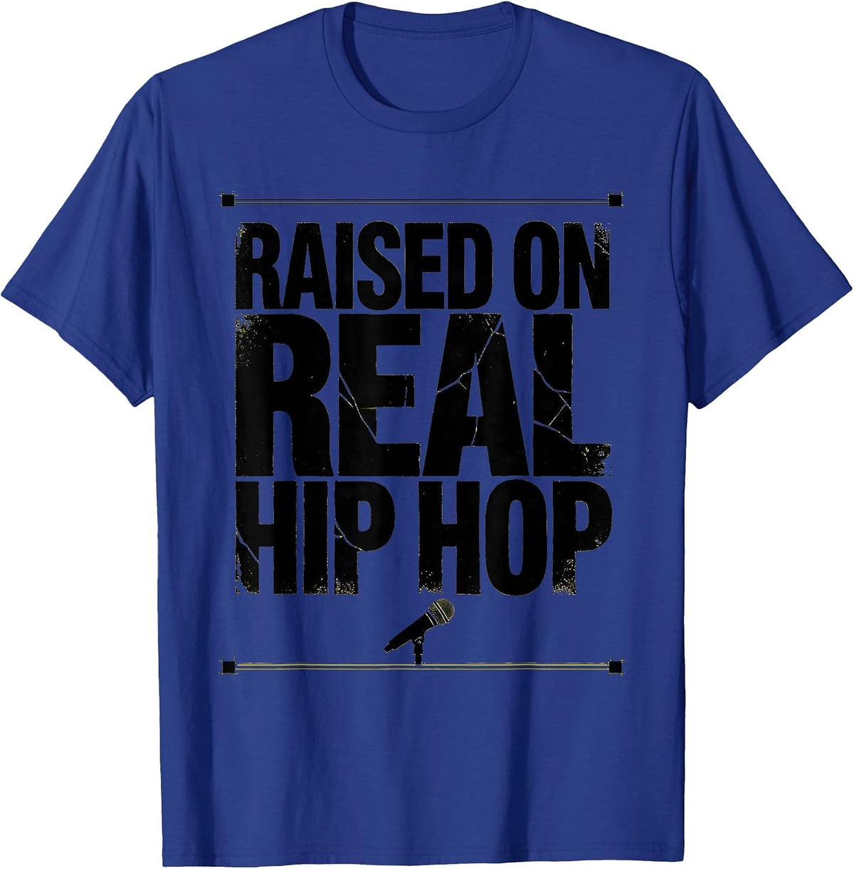 Men's Raised On Real Hip Hop Vintage 90s Golden Era Rap Lyric T-Shirt - Royal Blue
