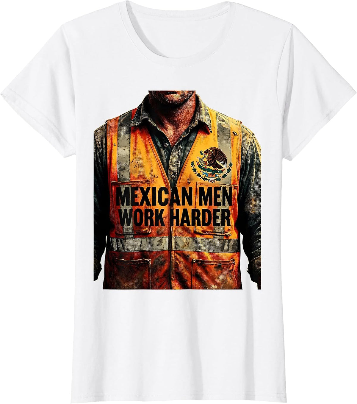 Mexican Men Work Harder Bold Pride Design T-Shirt - White