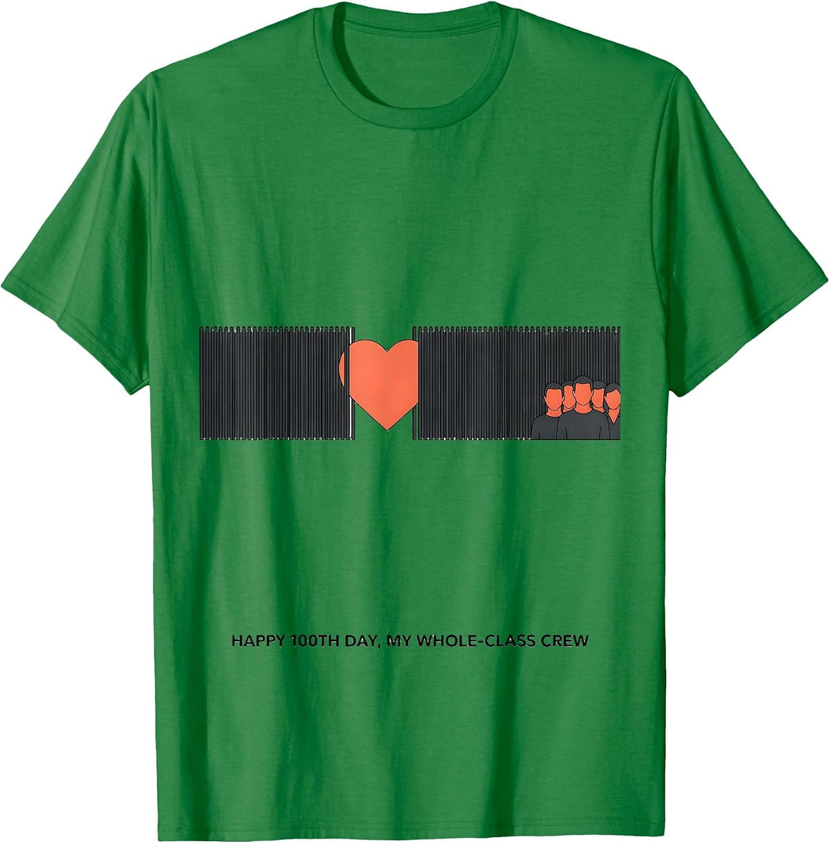 Men's Happy 100th Day My Whole-Class Crew Teacher Valentine T-Shirt - Kelly Green