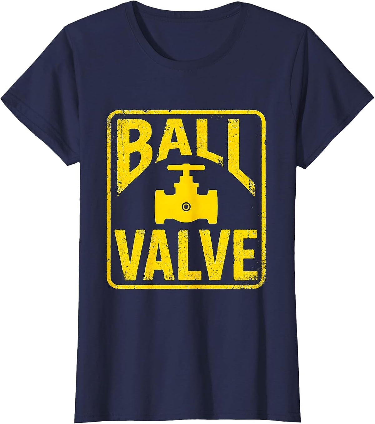 Women's Ball Valve Funny Plumber Pipefitter Occupational Humor T-Shirt - Navy Blue