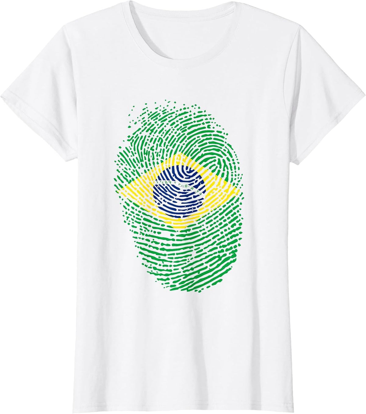 Patriotic Fingerprint Brazil Brazilian Flag T-Shirt - White