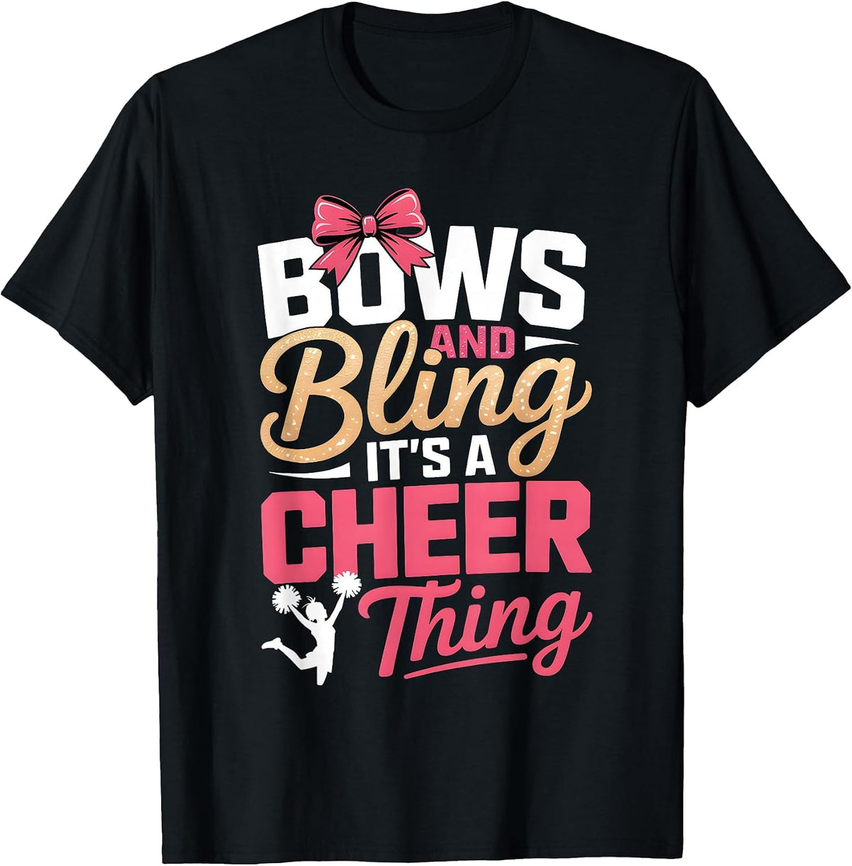 Bows & Bling It's A Cheer Thing Cheerleading Cheerleader T-Shirt - Black