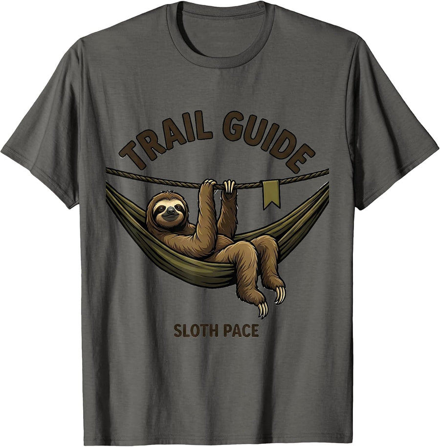 Trail Guide Sloth Pace Funny Sloth Lover Lazy Humor Gift T-Shirt - Asphalt Grey