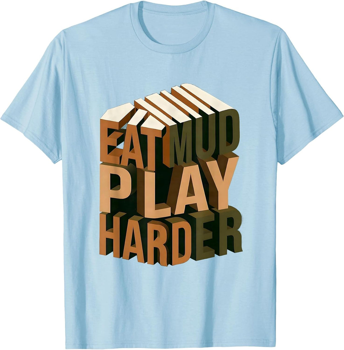 Men's Eat Mud Play Harder Rugby Graphic Design T-Shirt - Baby Blue