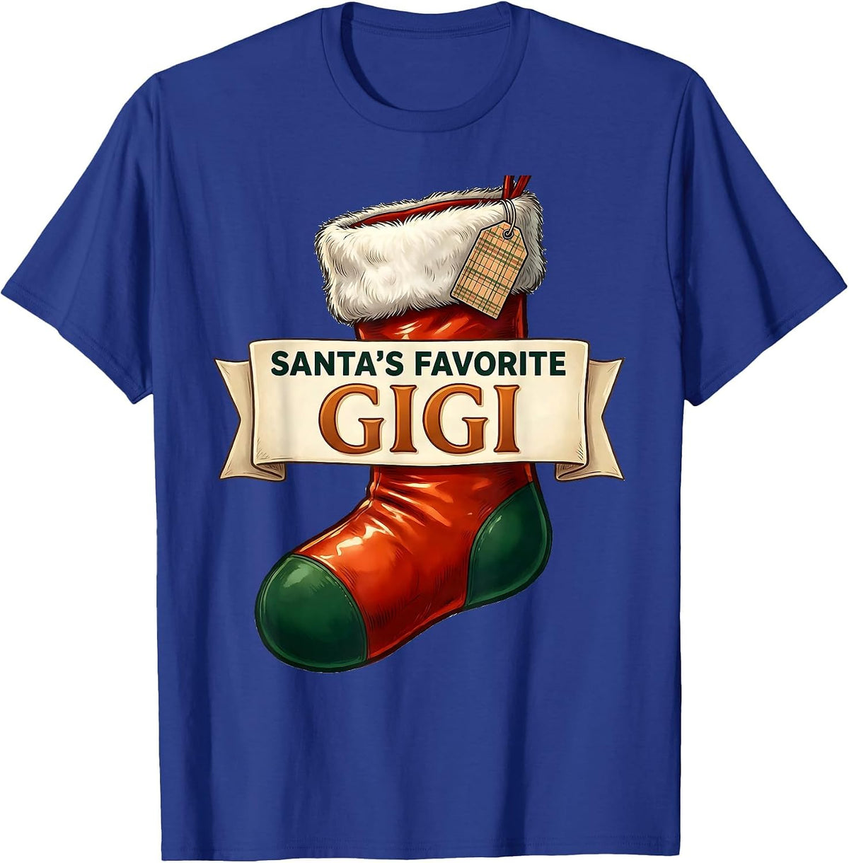 Santa's Favorite Gigi Family Matching Christmas Pajama Role T-Shirt - Royal Blue