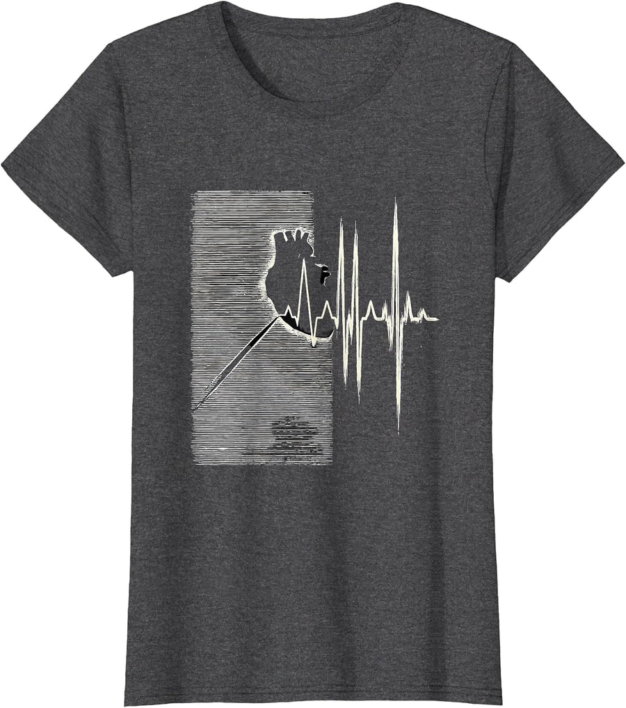 Women's Cardiac Waveform Scratchboard EKG Humor Medical T-Shirt - Dark Heather Grey