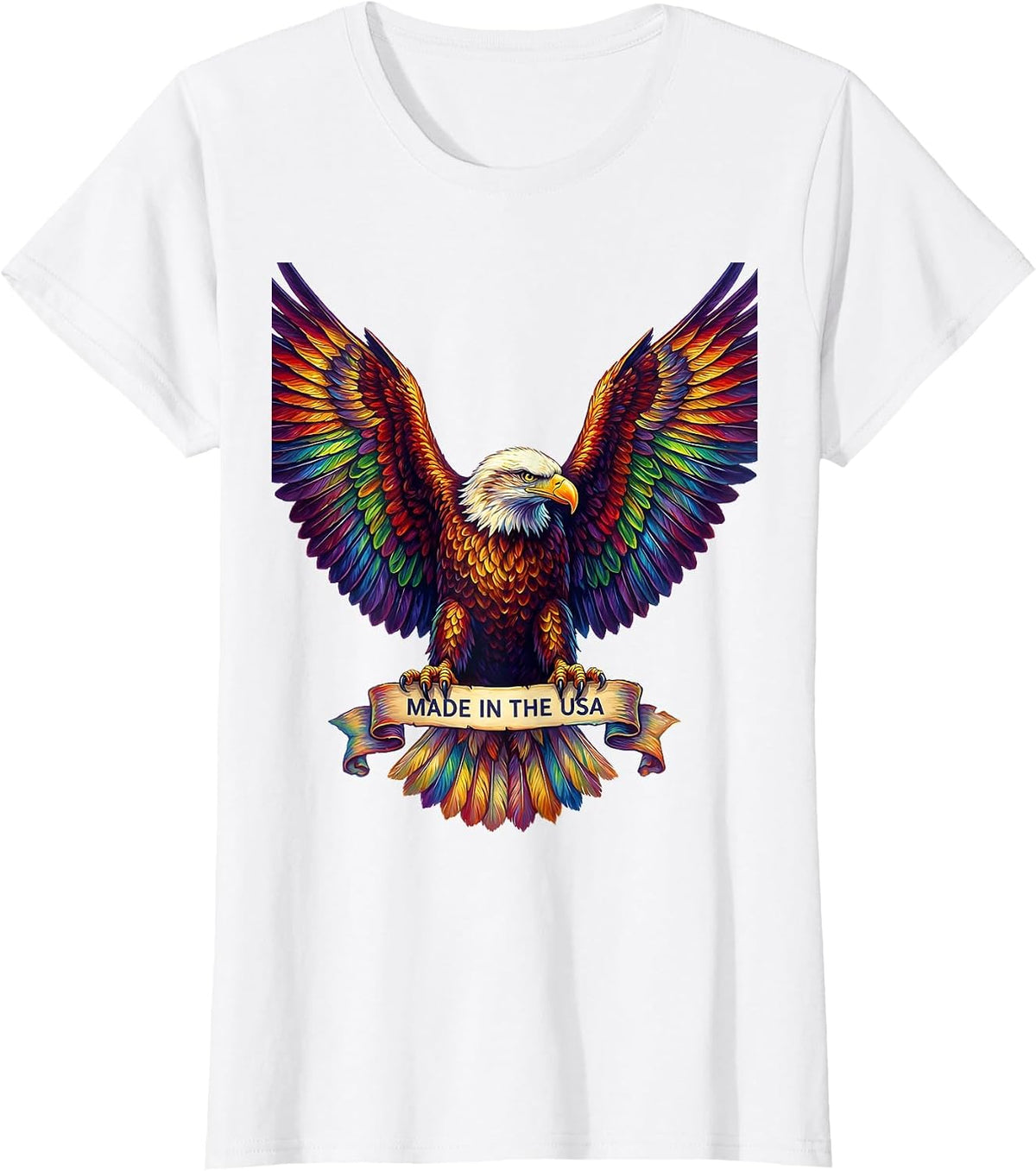 Made in the USA Proud American Patriotic Design T-Shirt - White