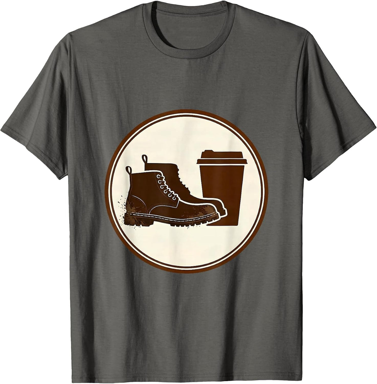 Soccer Dad Muddy Boots and Coffee Illustration T-Shirt - Asphalt Grey