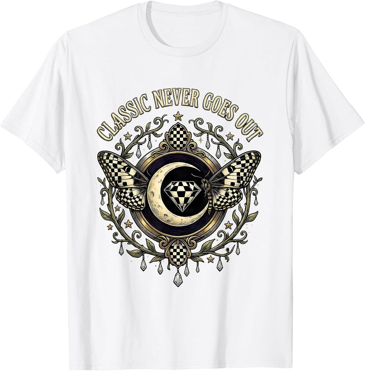 Men's Black and White Checkered Classic Never Goes Out T-Shirt - White