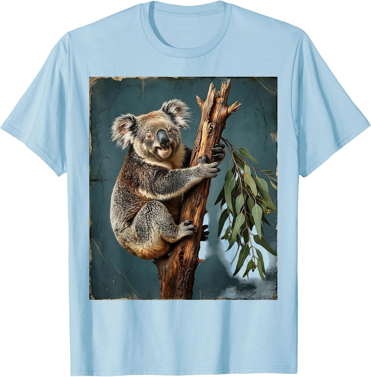 Men's Derpy Koala Hugging Wrong Tree Branch T-Shirt - Baby Blue