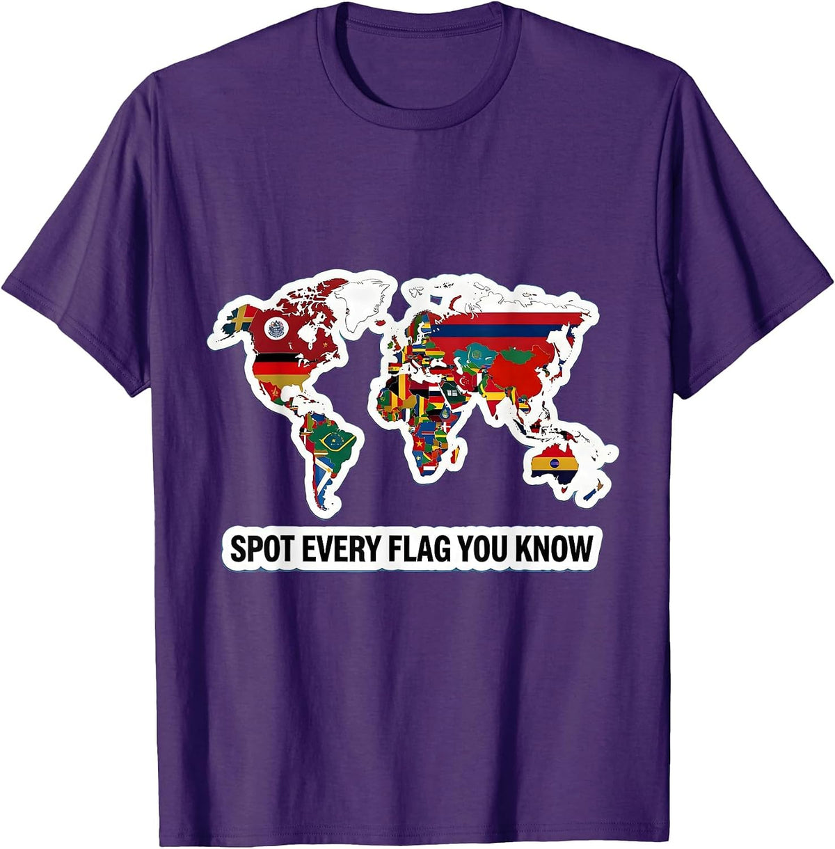 Spot Every Flag You Know Geography Lover World Travel T-Shirt - Purple