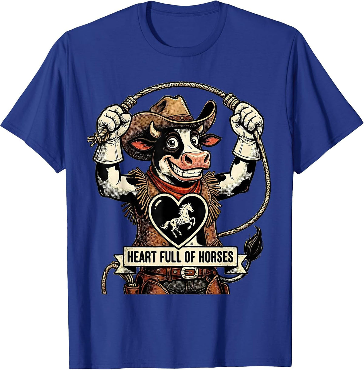 Heart Full of Horses Cowgirl Graphic Design T-Shirt - Royal Blue