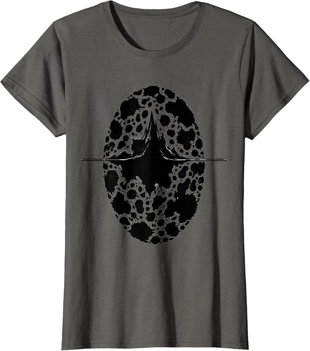 Women's Cow Hide Blotch Heart Pattern Funny Cow Lover T-Shirt - Asphalt Grey